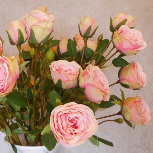 Long Stem Artificial Spray Roses Pink 67cm - R781 O2