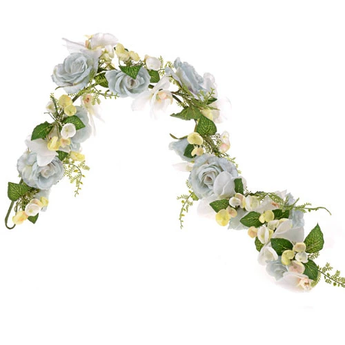 Pearl Wedding Artificial Flowers Garland Blue - PEA030 O4