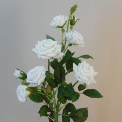 Artificial Flowers Rose Spray Cream 9 Flowers 84cm - R044 R4