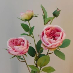 Rydal Artificial Cabbage Roses Spray Pink 65cm - R153 L4