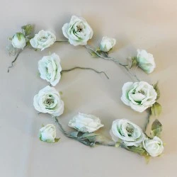 Vintage Artificial Rose Garland Green 140cm - R238 FF2