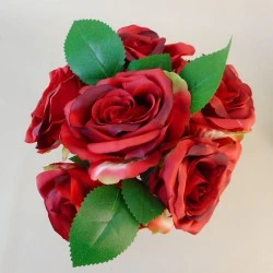 Artificial Tea Roses Bundle Red 28cm - R637 BX13