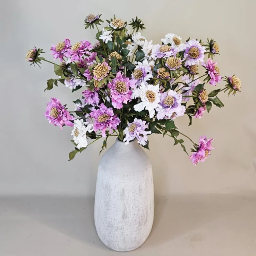 Silk Scabious Flowers Pink 73cm | Artificial Scabiosa - S013 T2