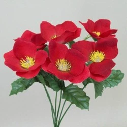 Silk Hellebores Bunch Red - 13X009 BAY1C