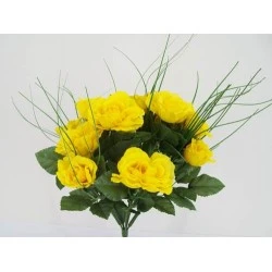 Artificial Roses Bush Yellow 40cm - R022 N4