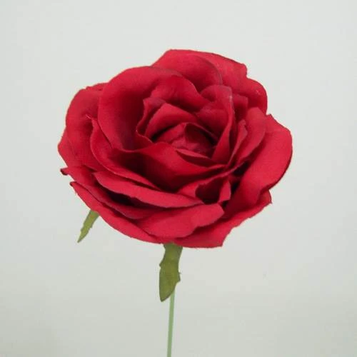 Silk Roses on Wire Stem Red 25cm - R036 O3