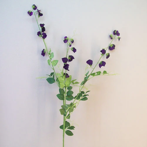 Extra Long Artificial Sweet Peas Stem Aubergine Purple Flowers - S113 F2