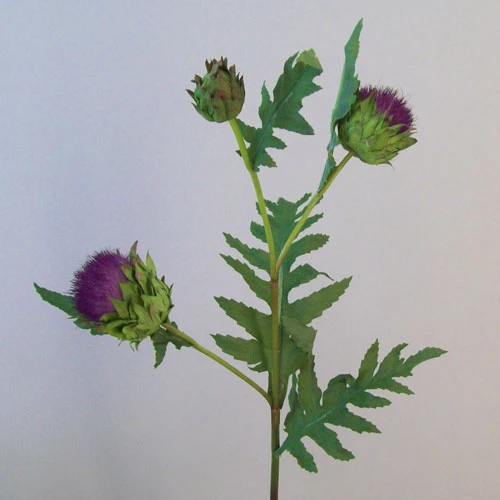 Artificial Thistle and Leaves Spray Purple 69cm - T076 BX10