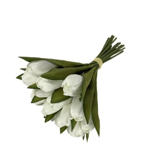 Artificial Tulips Bundle 18 Stems White 30cm - T045 KK3