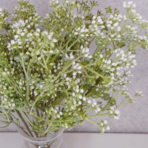 Short Stem Artificial Wax Flower Buds White 36cm - W069 II1