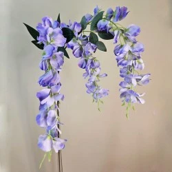 Artificial Wisteria Three Lavender Flowers 105cm - W072