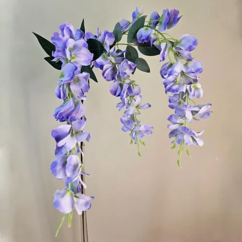 Artificial Wisteria Three Lavender Flowers 105cm - W072