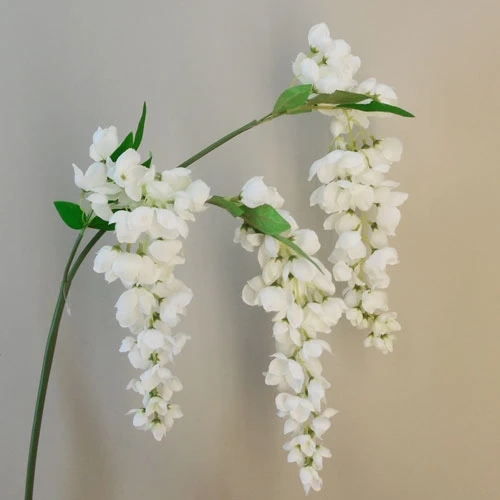 Fleur Artificial Wisteria Three White Flowers 88cm - W062 S1