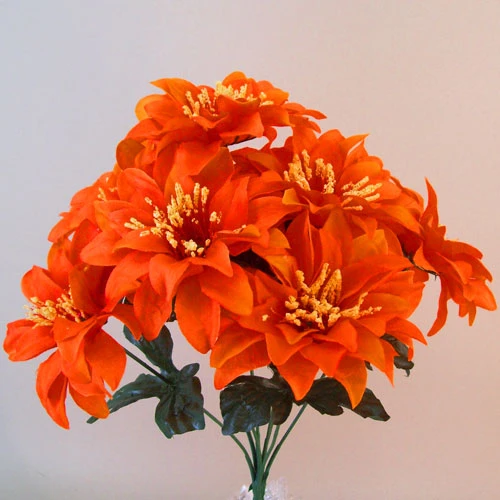 Artificial Zinnias Bouquet Carnival Orange 35cm - Z034 S4