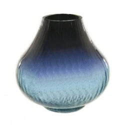 Blue Crackle Glass Flower Vase 20cm *SECONDS* - GL093 9E
