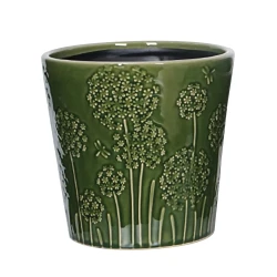 Lithgow Seed Heads Plant Pot Cover Green 19cm - POT011 5C