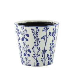 Perth Plant Pot Cover Blue White 19cm - POT015 2C