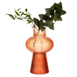 Shapely Fluted Glass Vase Amber 35cm - GL040 5E