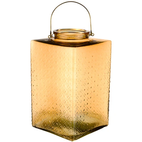 Large Pressed Glass Hurricane Lantern Gold 35cm - GL142 4B