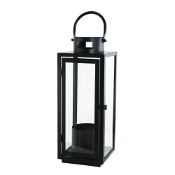 Black Lantern with Glass Panels 46cm - LAN009