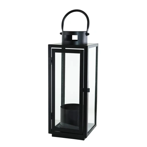 Black Lantern with Glass Panels 46cm - LAN009 5A