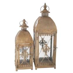 Antique Gold Fleur de Lys Lantern Large 50cm - LAN008