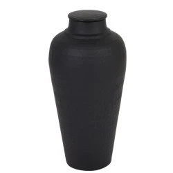 Matt Black Hammered Vase with Lid 41cm - LUX055 5D