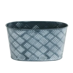 Tin Trough with Crosshatch Pattern Grey - TIN011 9A