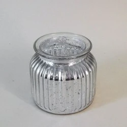 Silver Ribbed Mercury Glass Flower Vase 10cm - GL133 5E