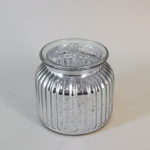 Silver Ribbed Mercury Glass Flower Vase 10cm - GL133 5E