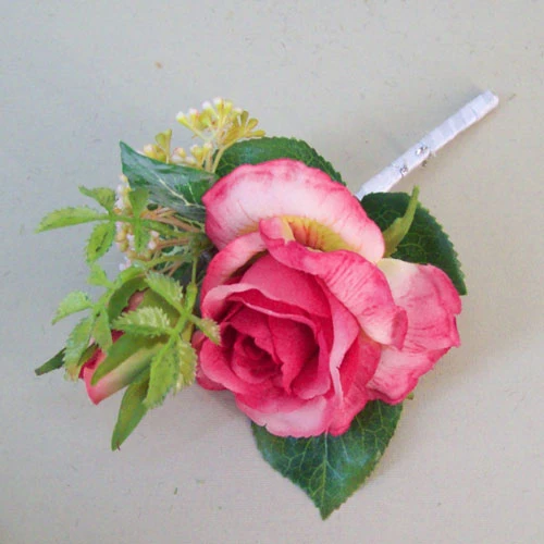 Lizzie Cottage Garden Boutonniere Buttonhole or Corsage Pink 17cm - R816 JJ4