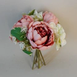 Ceres Peony and Hydrangea Wedding Posy Coral Peach 24cm - P018 II4
