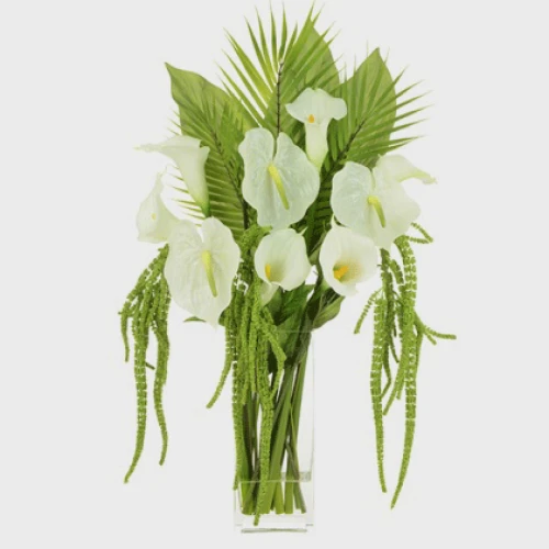 Artificial Flower Arrangements Calla Lilies and Anthuriums White - CLV017 3E