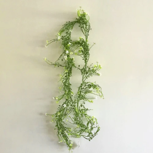 Artificial Wild Flowers Garland White Green 180cm - W057 EE4